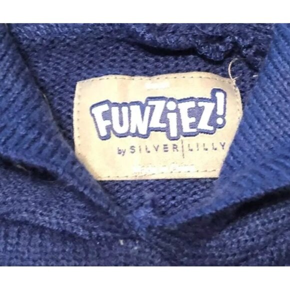 UGLY CHRISTMAS SWEATER HOODIE SZ S SNOWMAN BY FUNZIES BLUE WHITE WINTER WOMENS - Picture 4 of 5